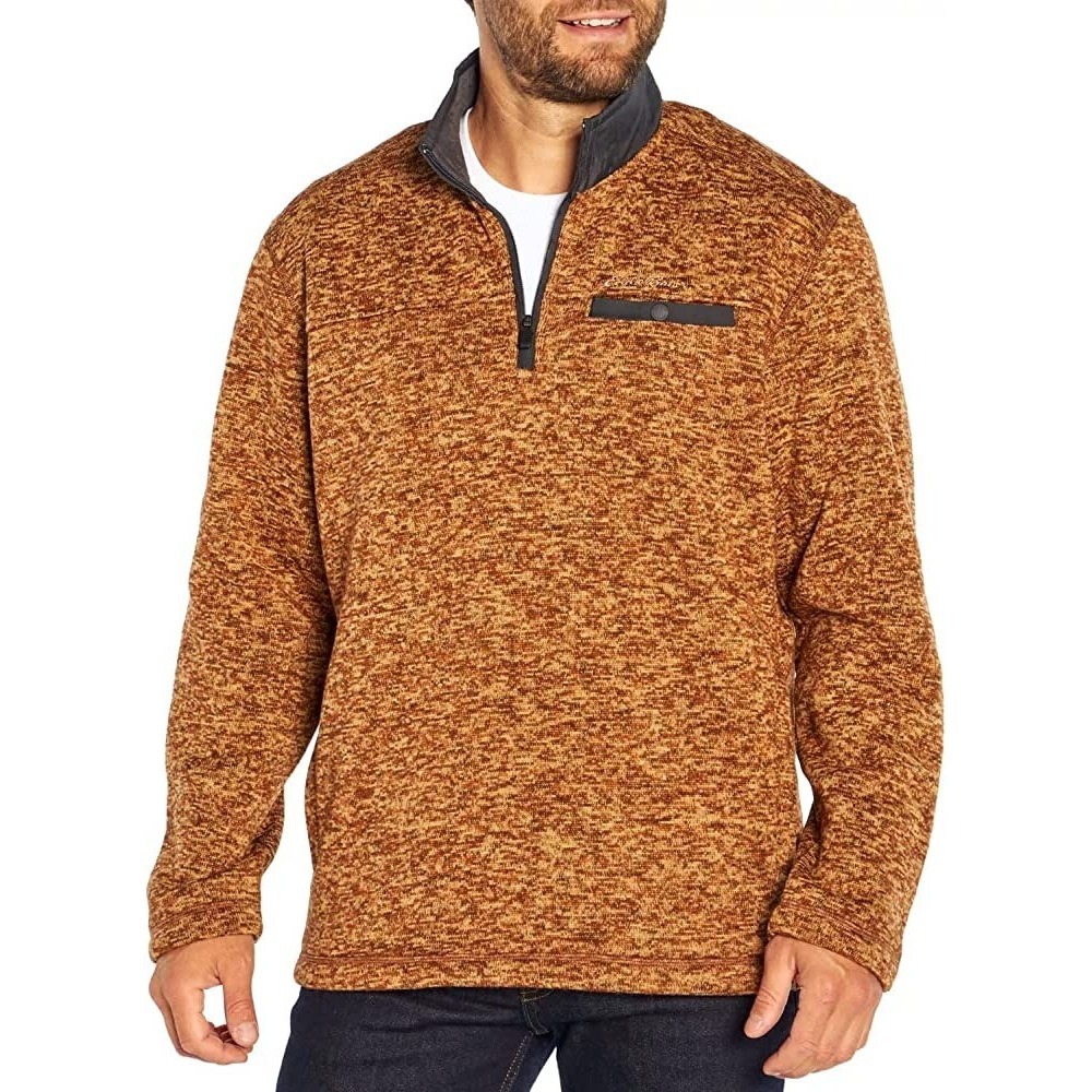 Eddie Bauer Mens Sweater Fleece Pullover Size S Rust Heather Quarter Zip NWT